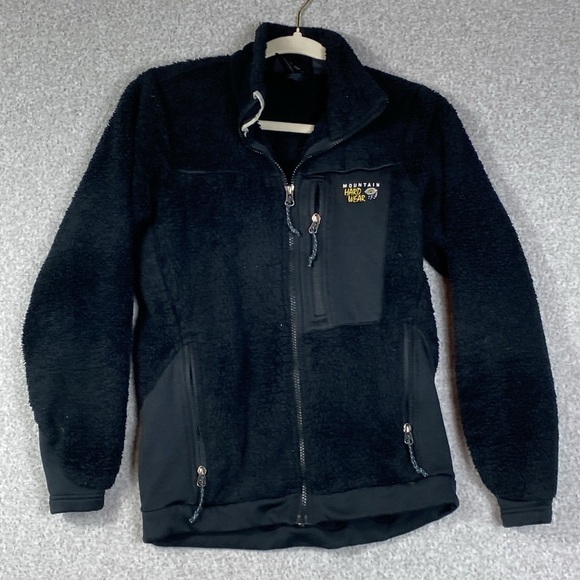 Mountain HardWear fuzzy jacket teddy bear S true black deep pile fluffy gorpcore - Picture 1 of 6